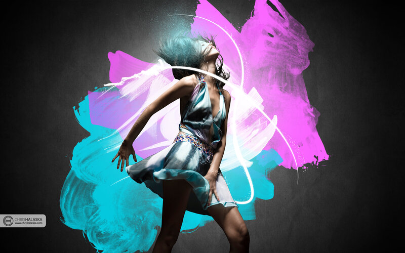 dancer with colorful motion effects