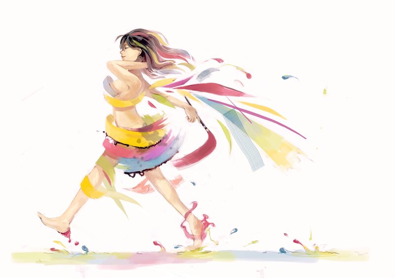 dancer with colorful ribbons