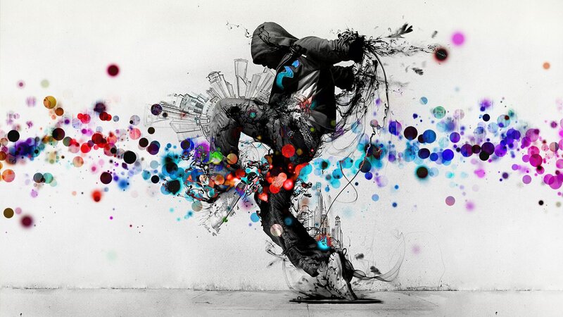 dancer with colorful splashes