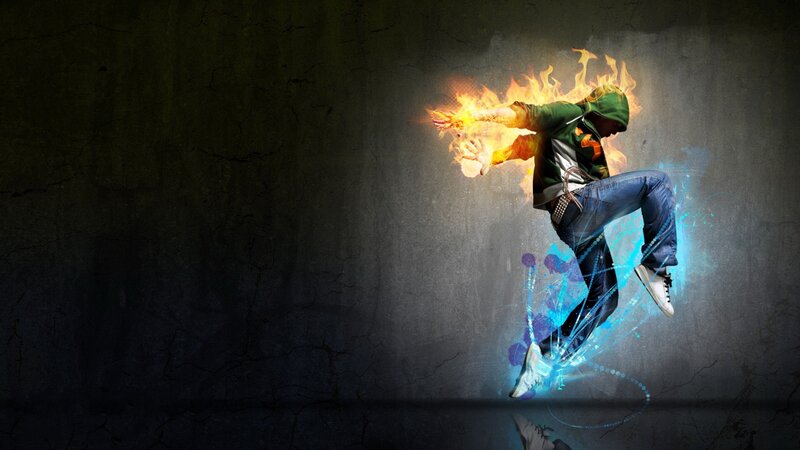 dancer with fire and ice effects