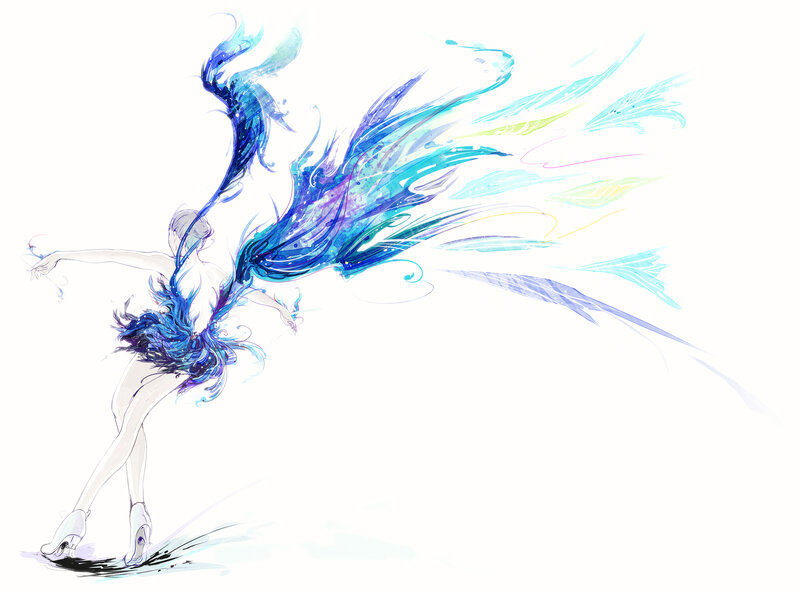 Dancer with Flowing Hair — Blue