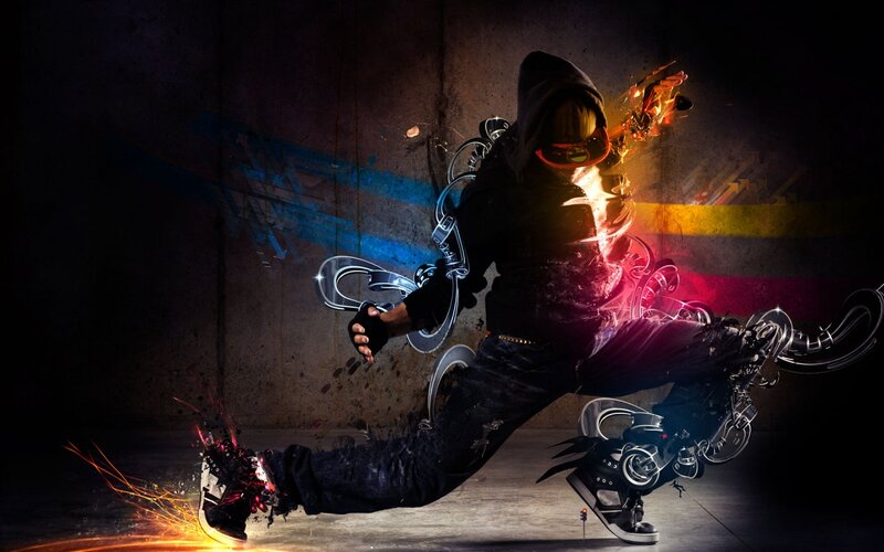 Dancer with Glowing Effects — Black, Dynamic, Night