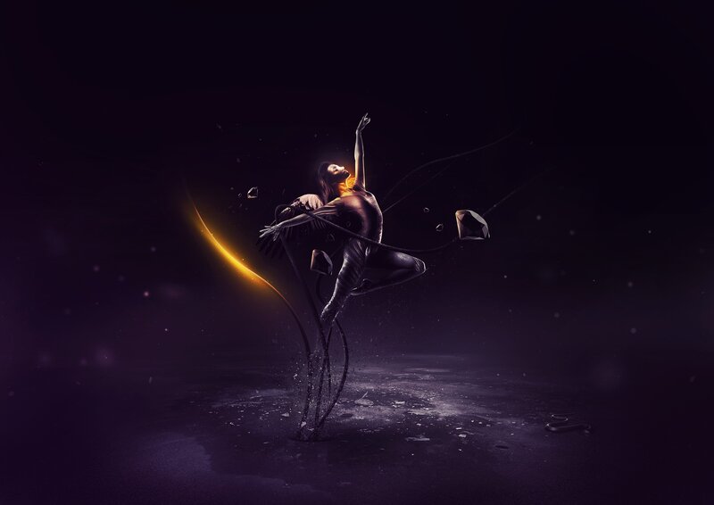 Dancer with glowing wings