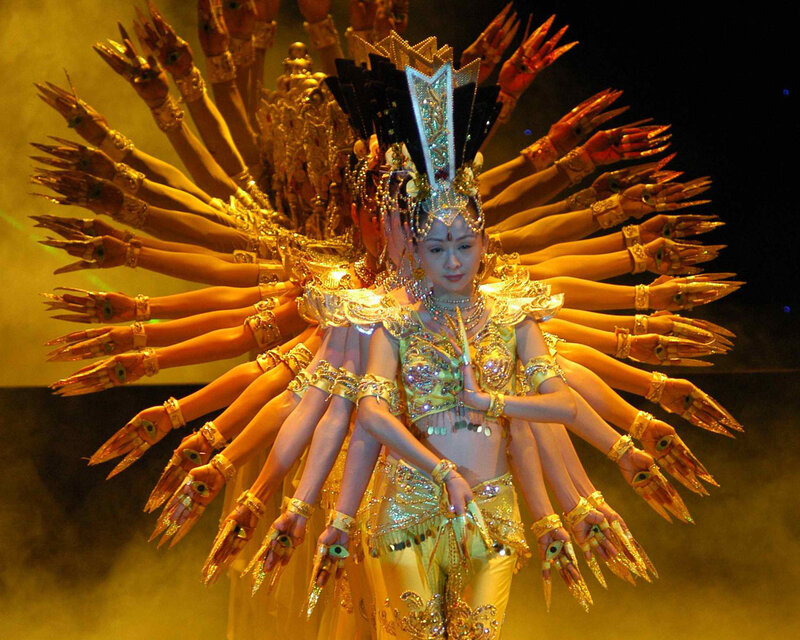 Dancer with Multiple Arms — Gold, Dramatic, Photograph