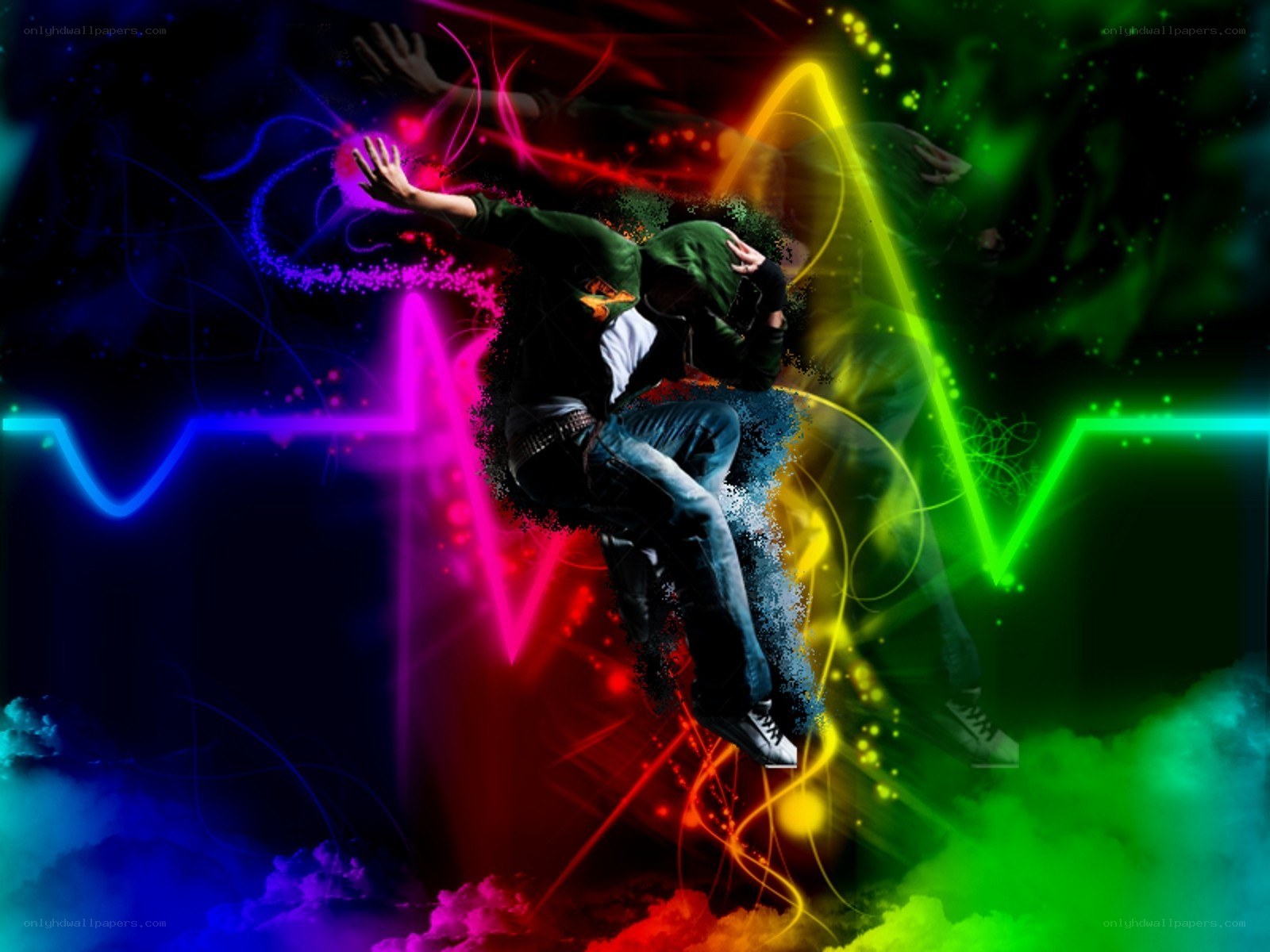 dancer with neon lights