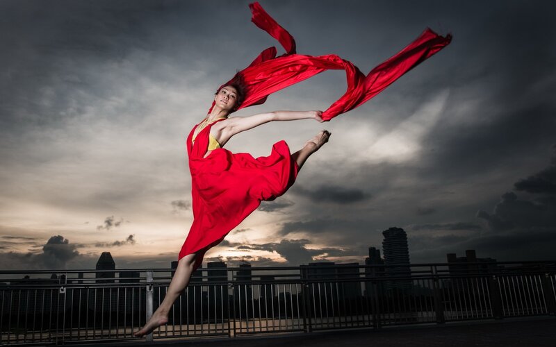 Dancer with Red Scarf — Dramatic
