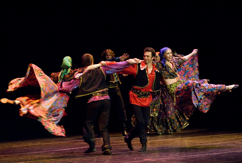Dancers in colorful costumes