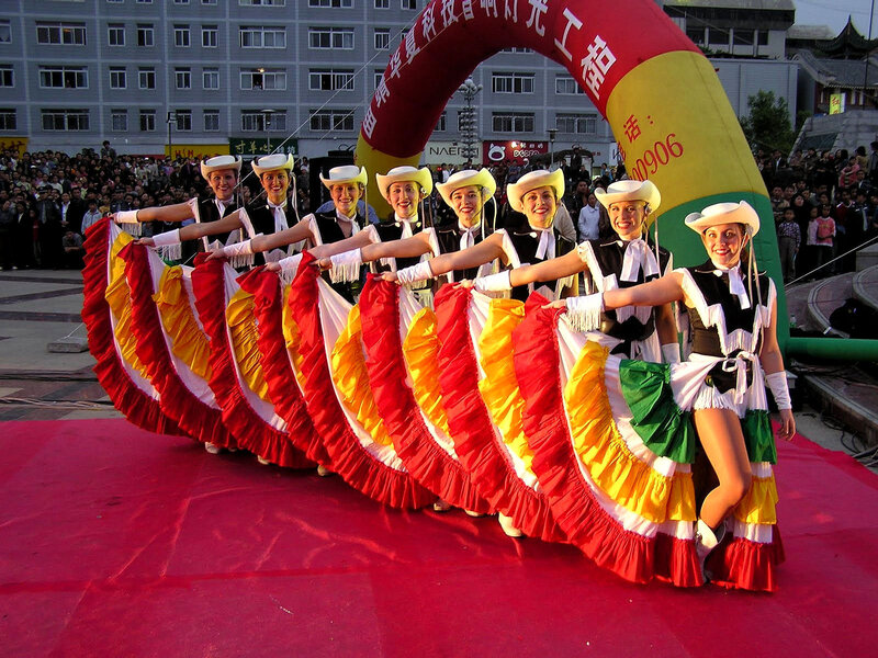 Dancers in Colorful Costumes — Red