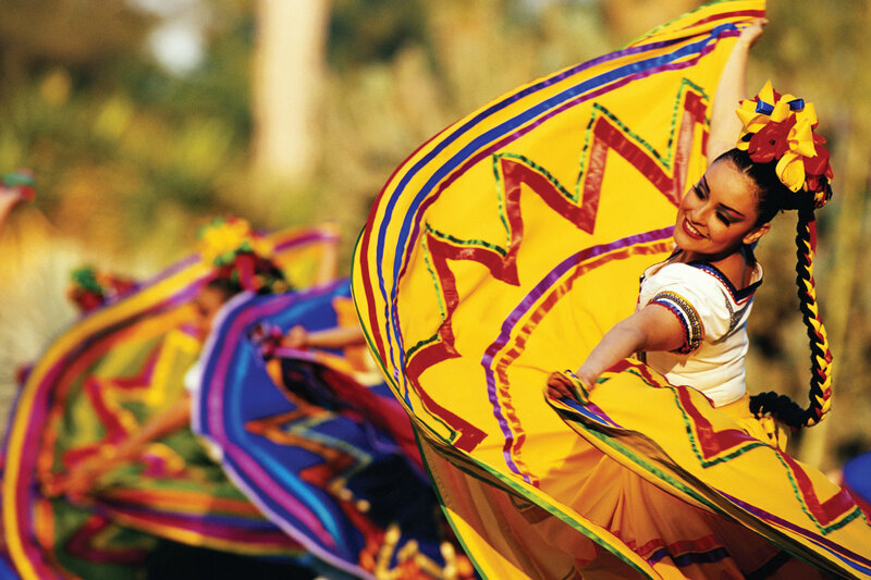 Dancers in colorful traditional attire