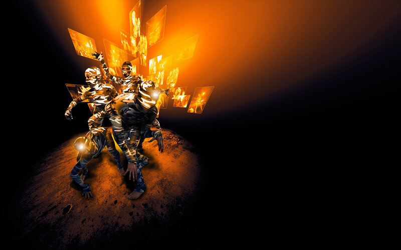 dancers in glowing costumes