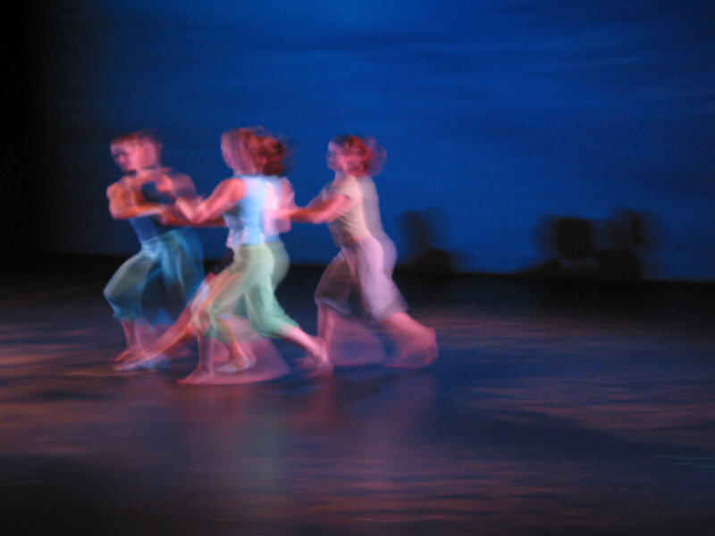 Dancers in motion on stage