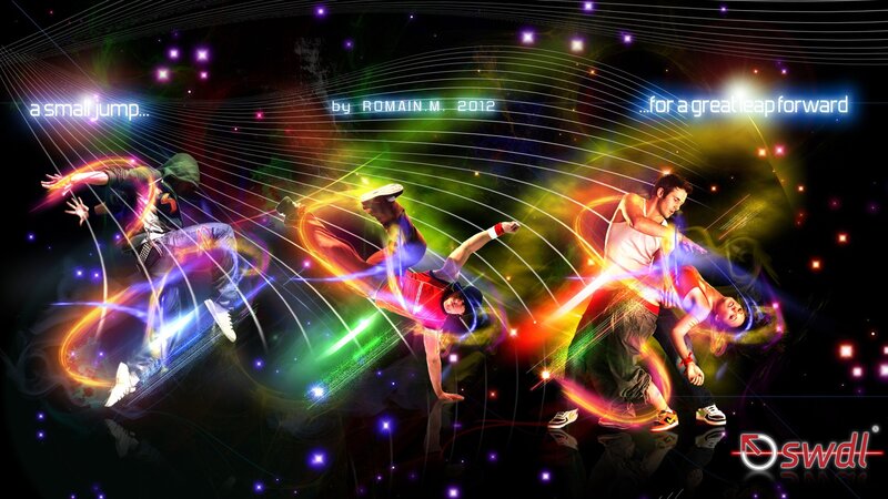 dancers in motion with light trails