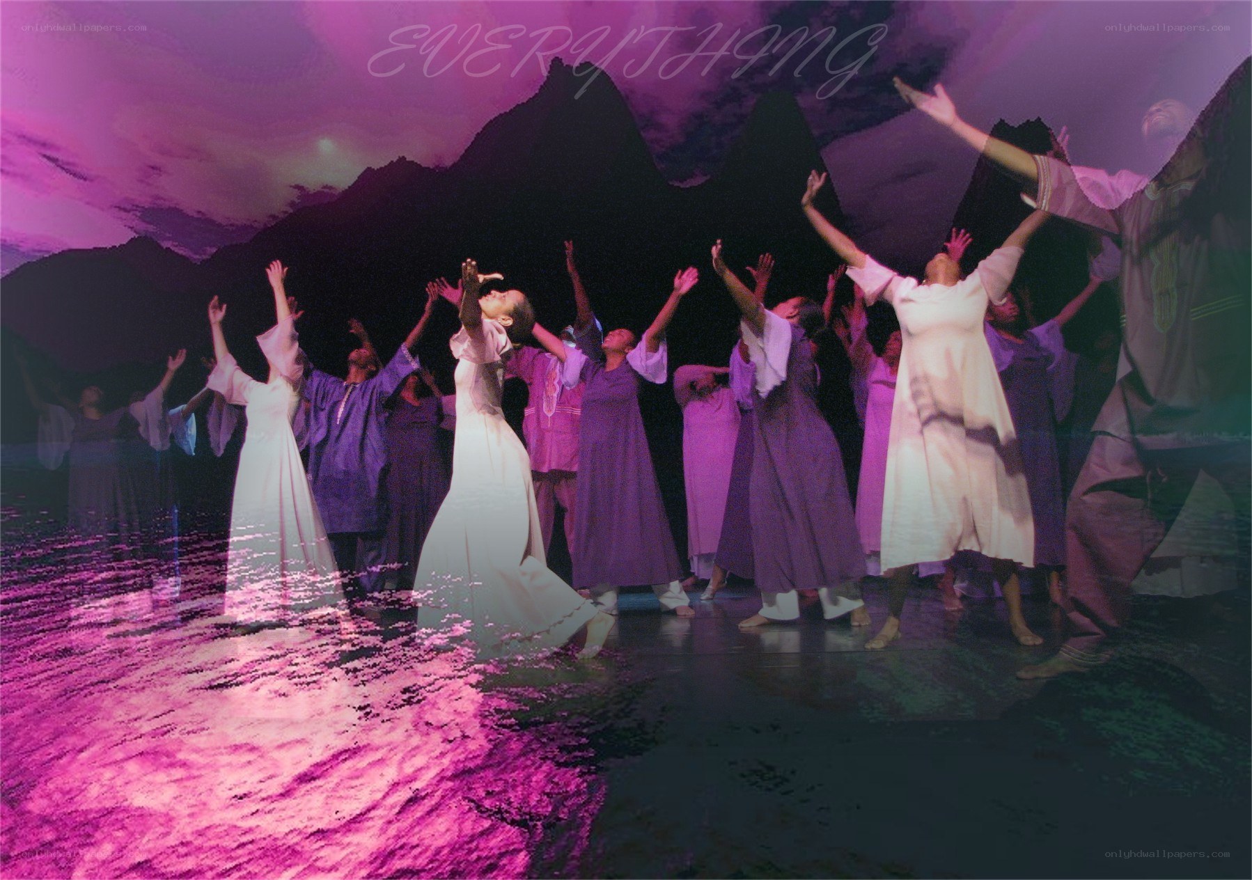 Dancers on a purple stage