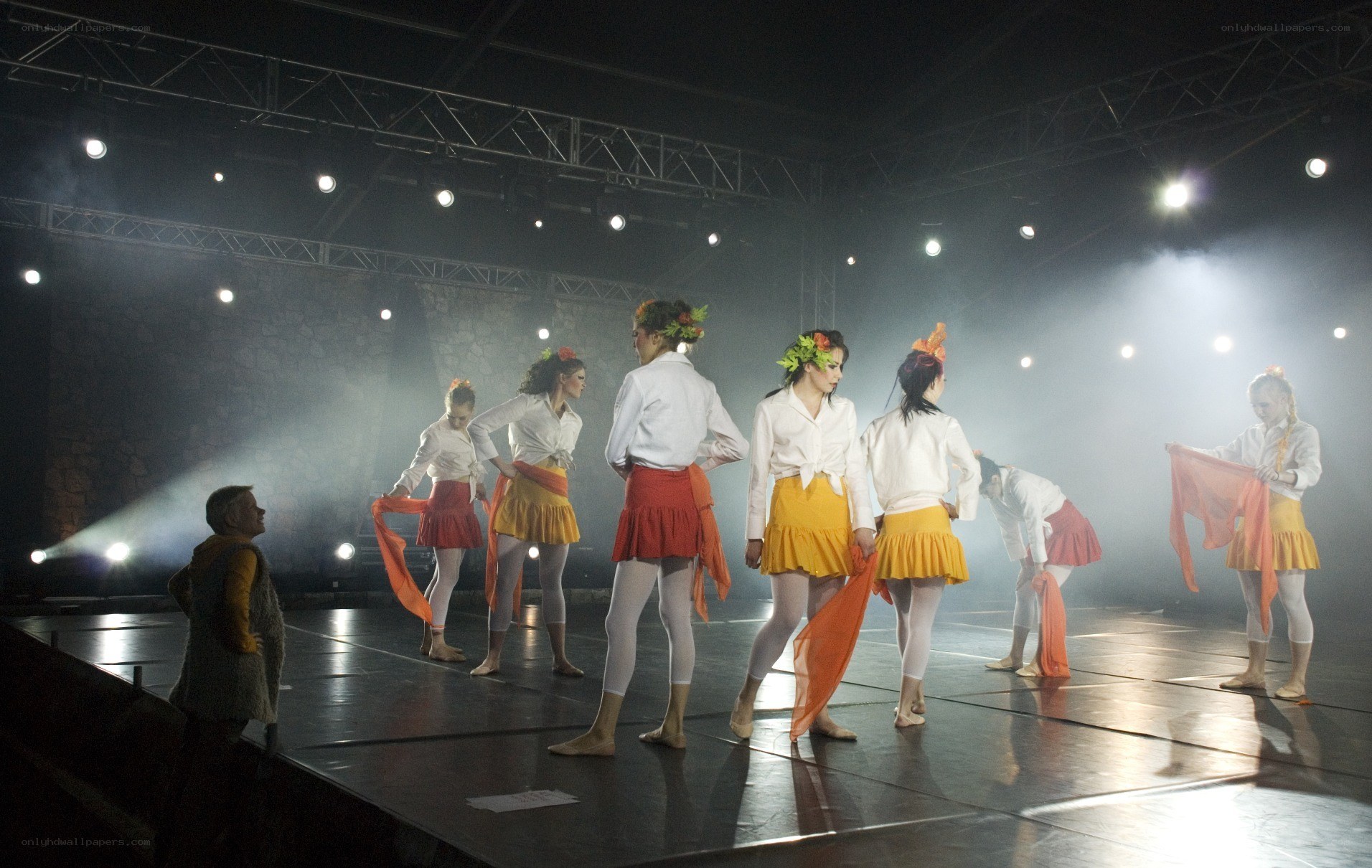 Dancers on a smoky stage