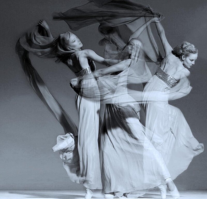 Dancers with Flowing Fabric