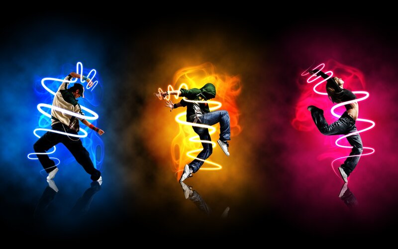 Dancers with Light Trails — Blue