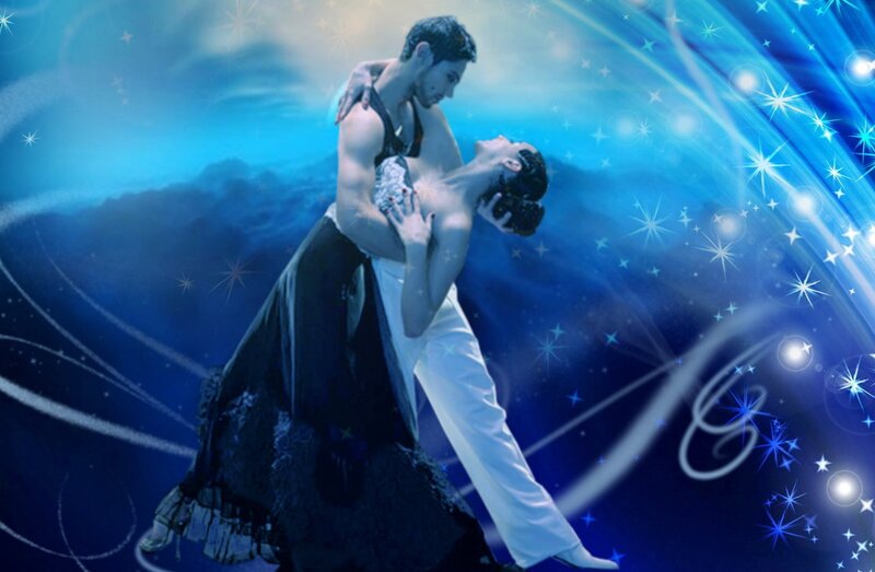Dancing Couple in Blue