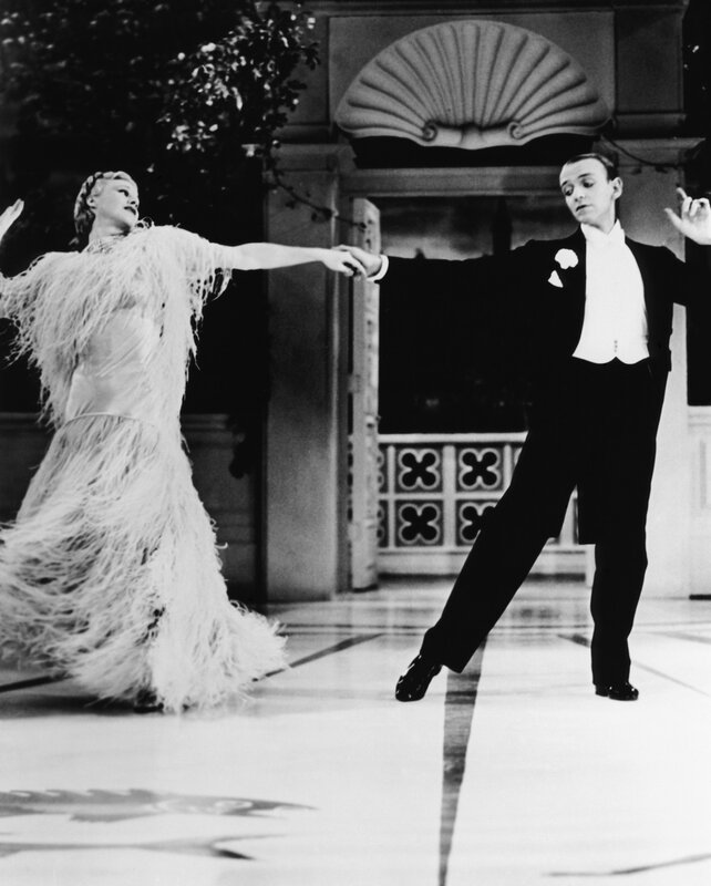 Dancing couple in formal wear