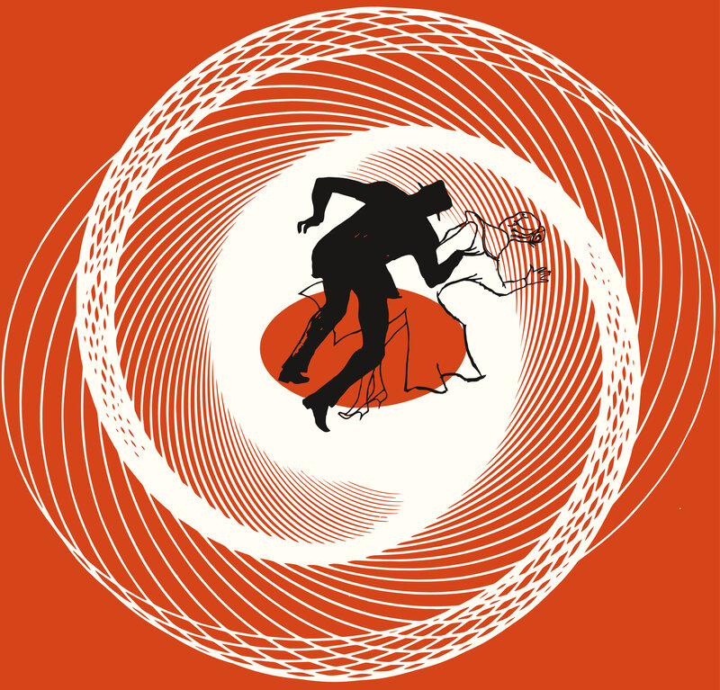 Dancing couple in spiral