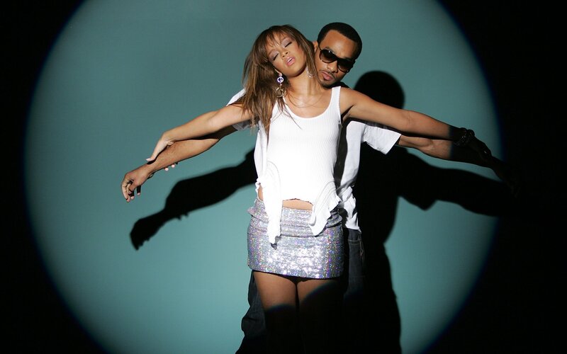 Dancing couple in spotlight