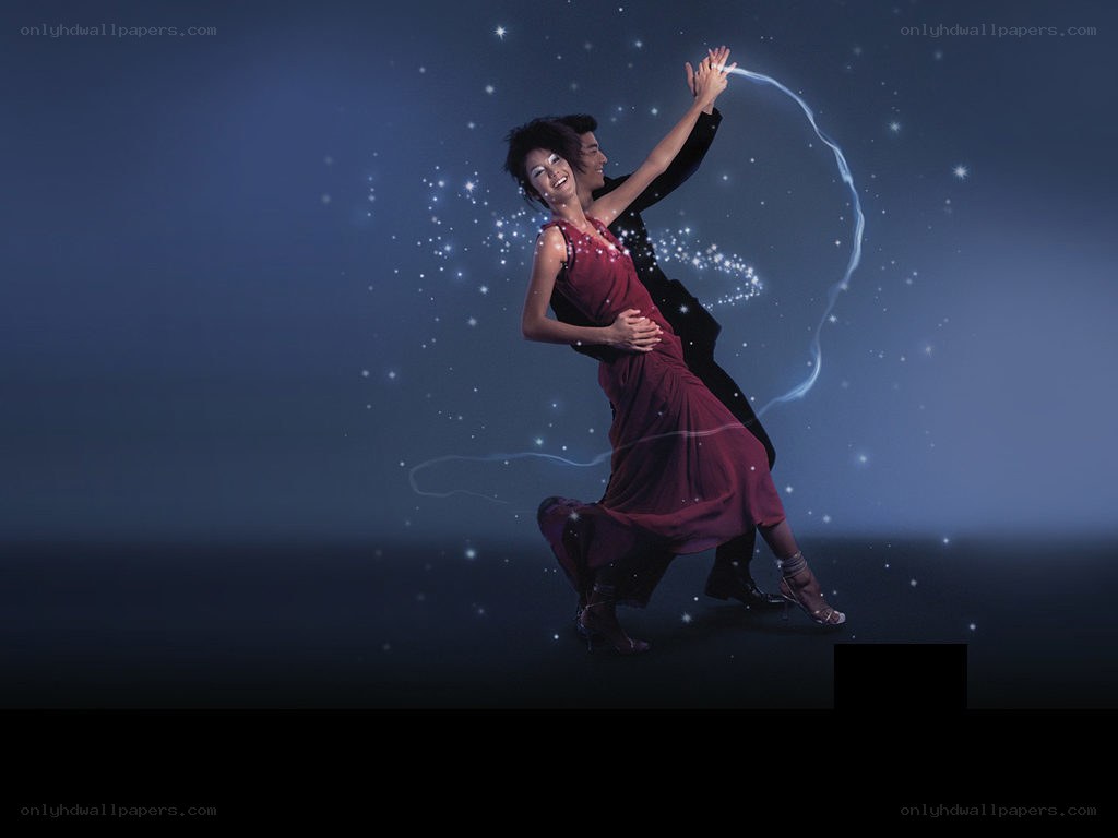 Dancing couple in starry night