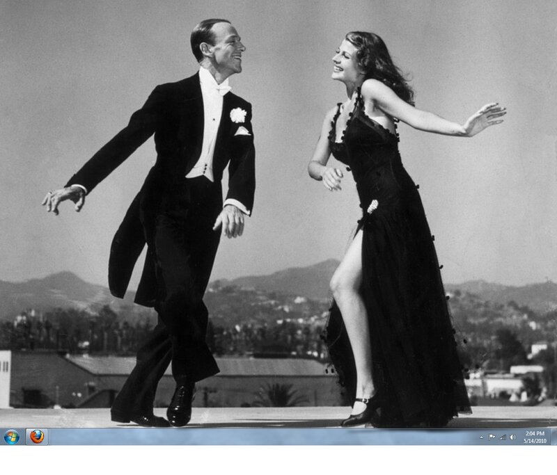 Dancing couple on rooftop