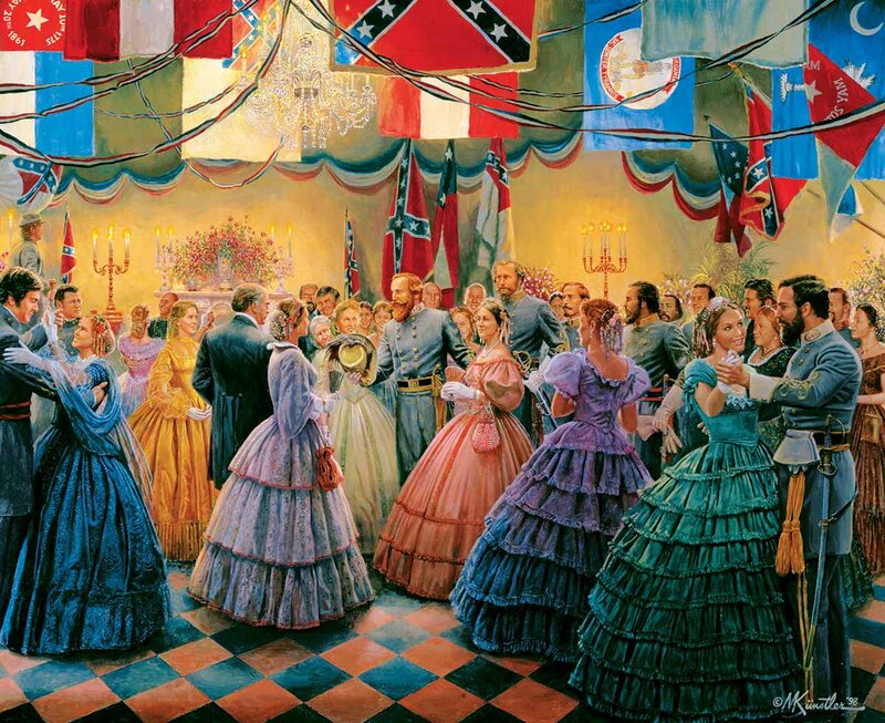 Dancing Couples at Ball — Blue