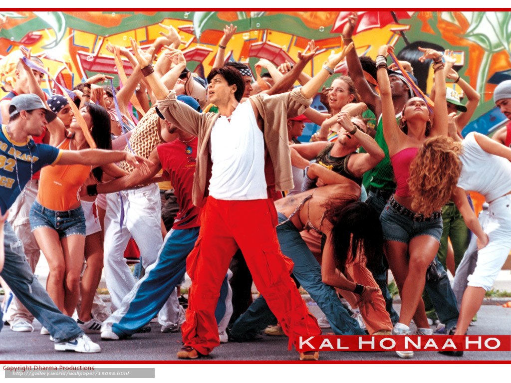 Dancing crowd in colorful scene