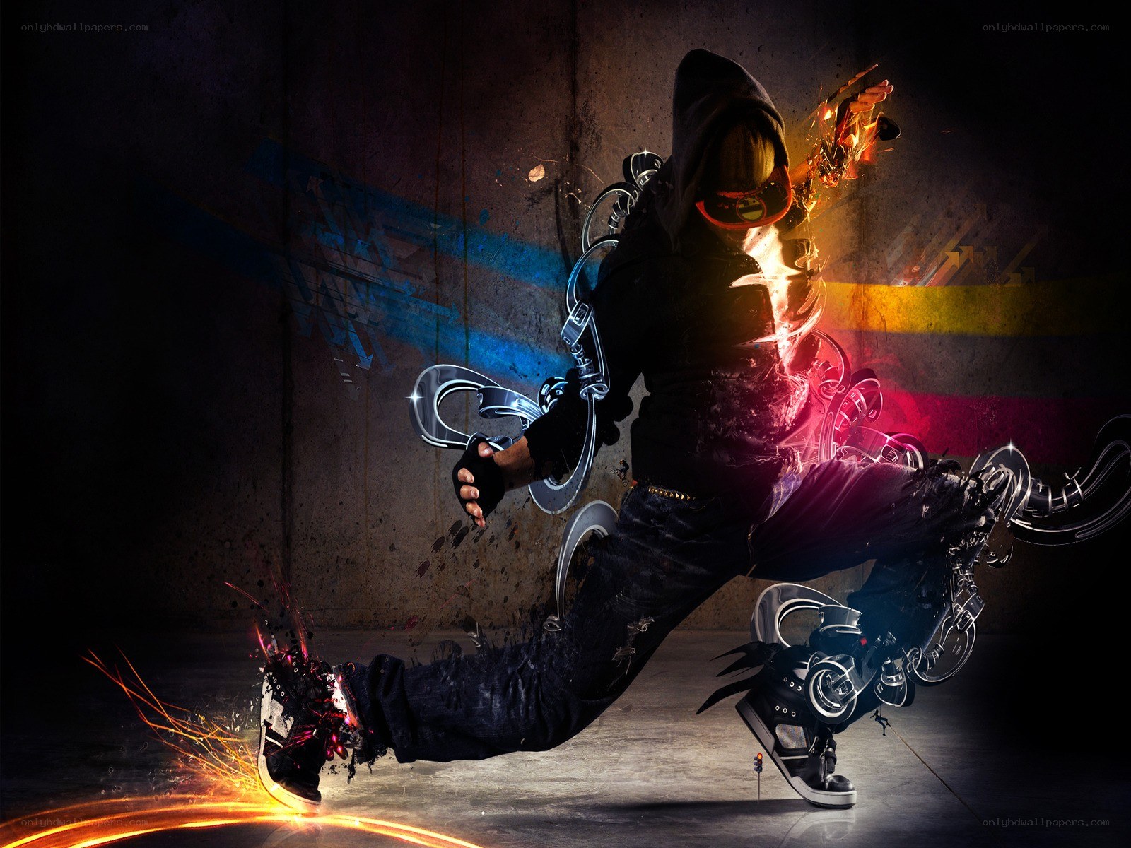 dancing figure with energy effects