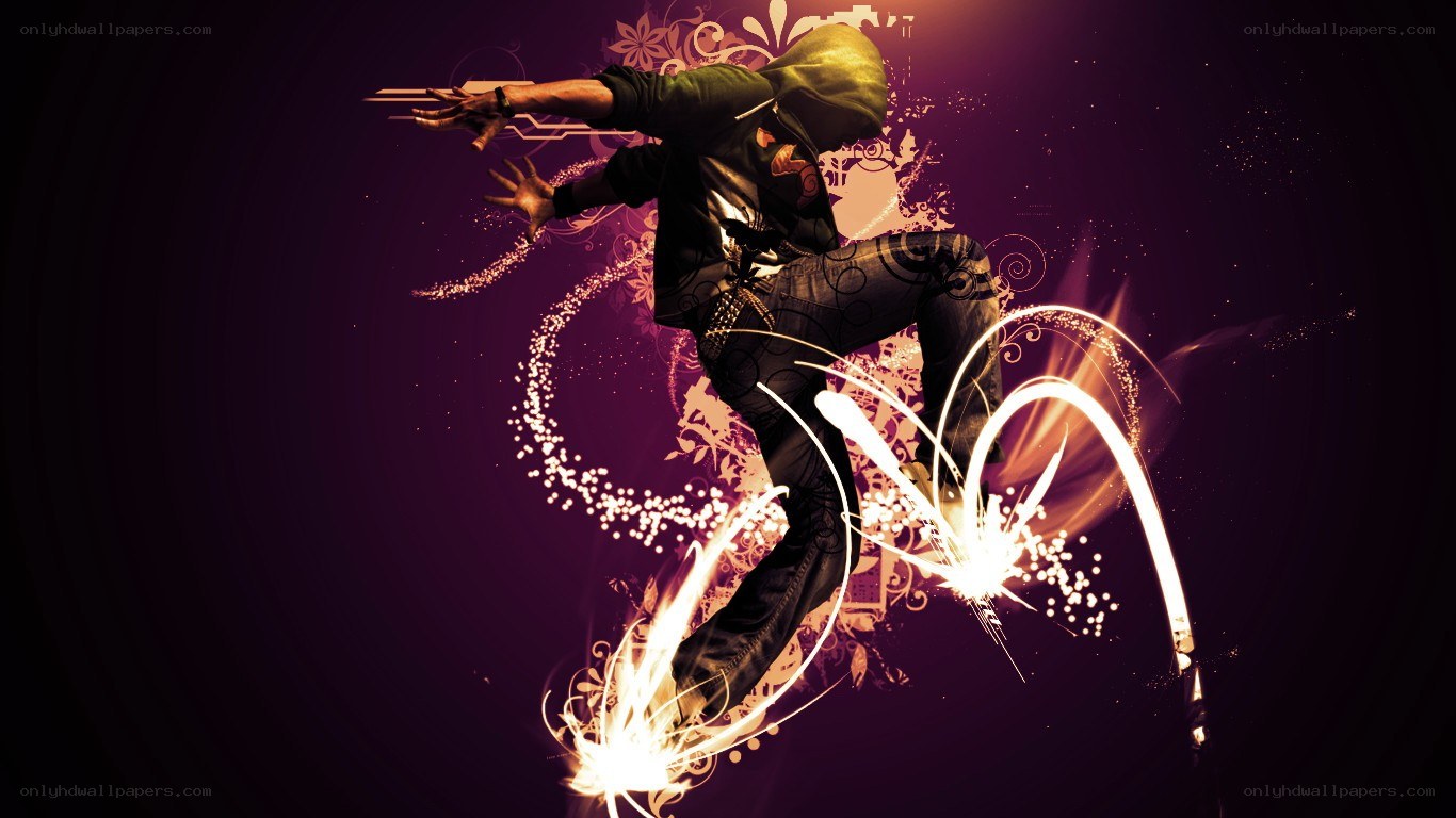 dancing figure with light trails