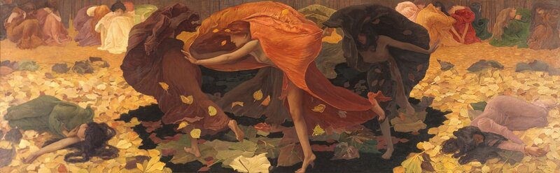 Dancing figures in autumn leaves
