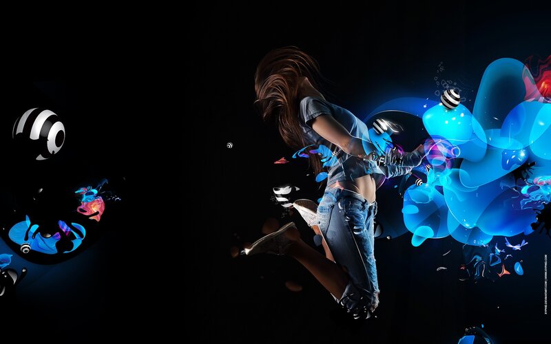 dancing girl with blue energy