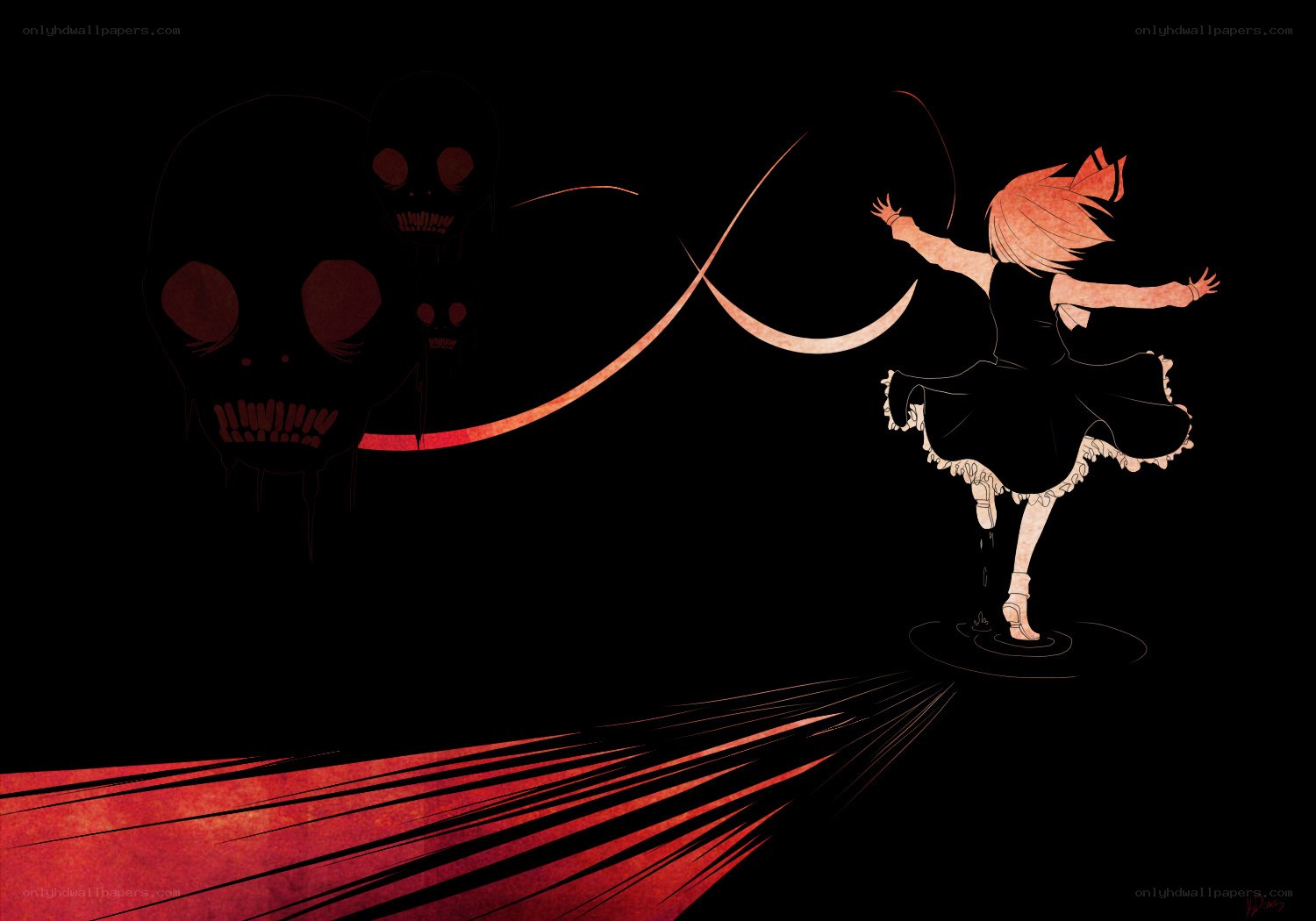 dancing girl with skulls