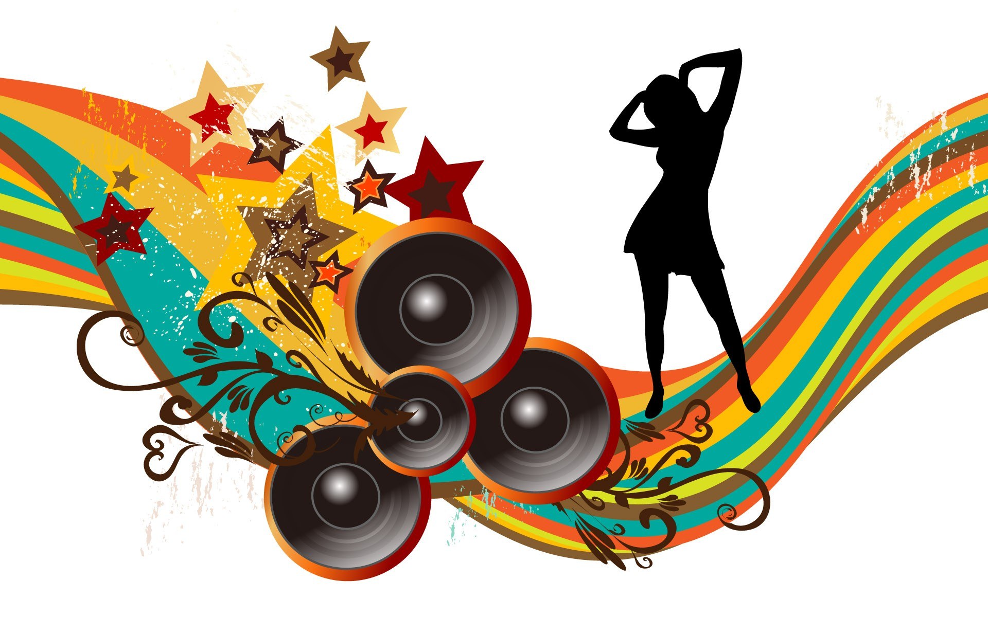 dancing girl with speakers