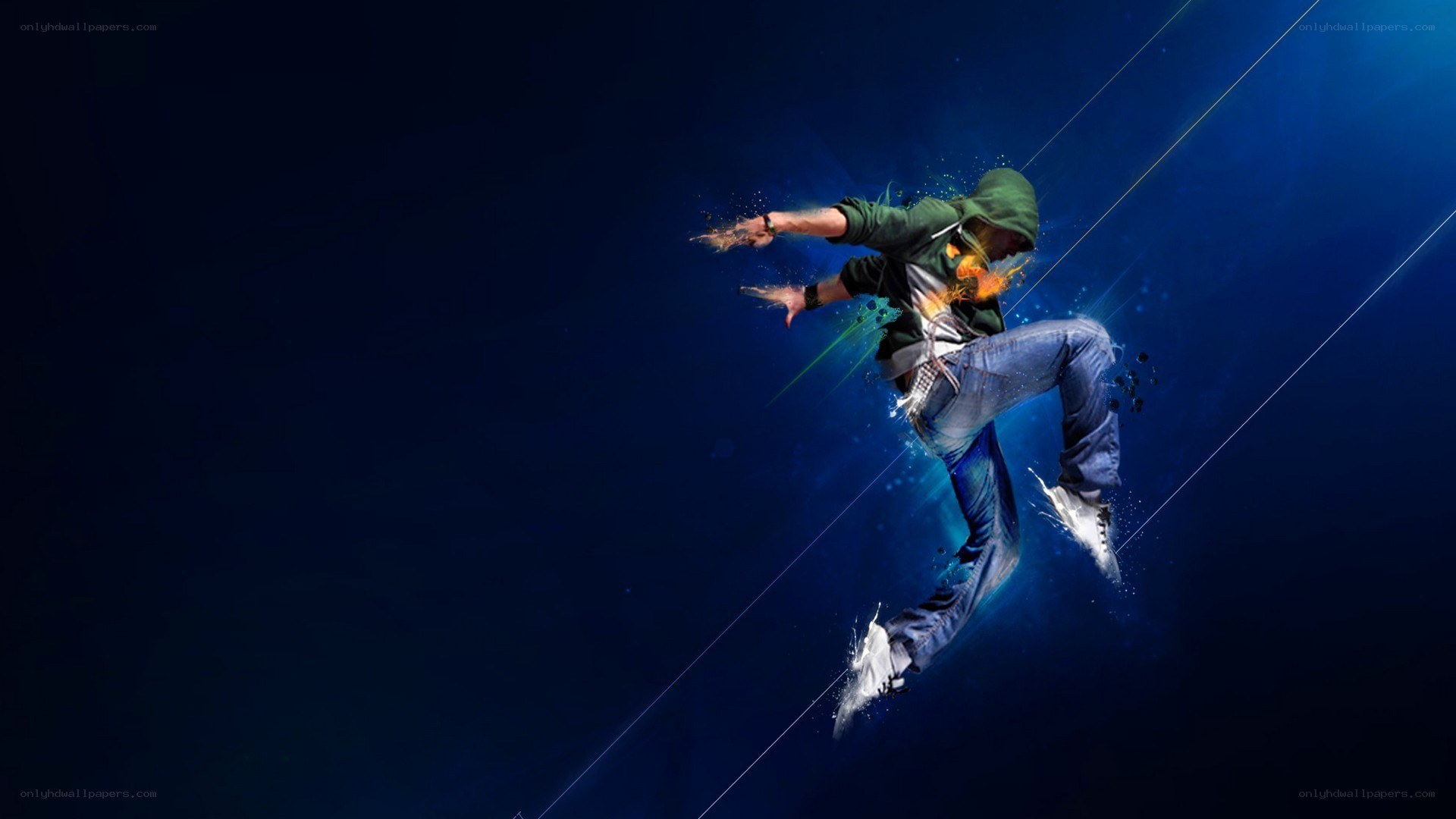 dancing man in green hoodie