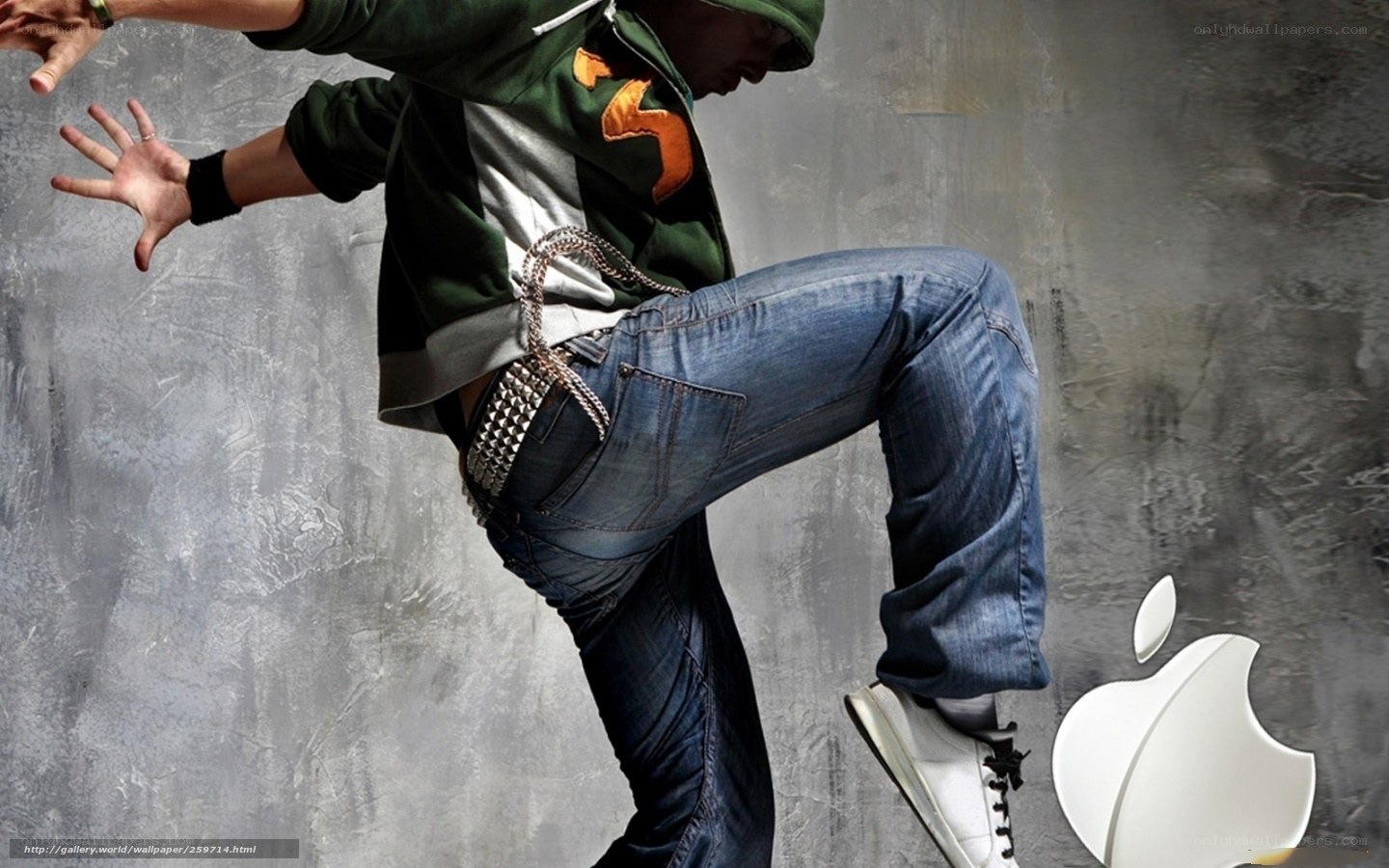 dancing man with apple logo
