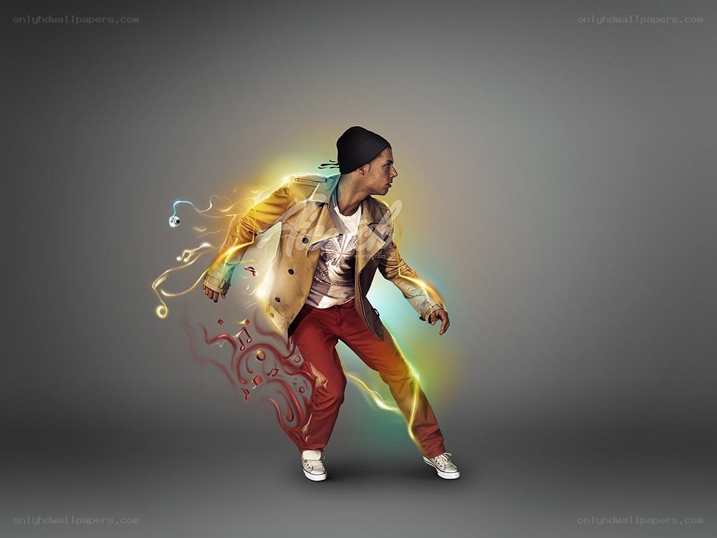 dancing man with energy effects