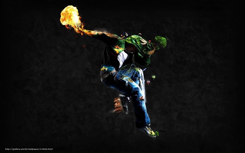 dancing man with fire and nature