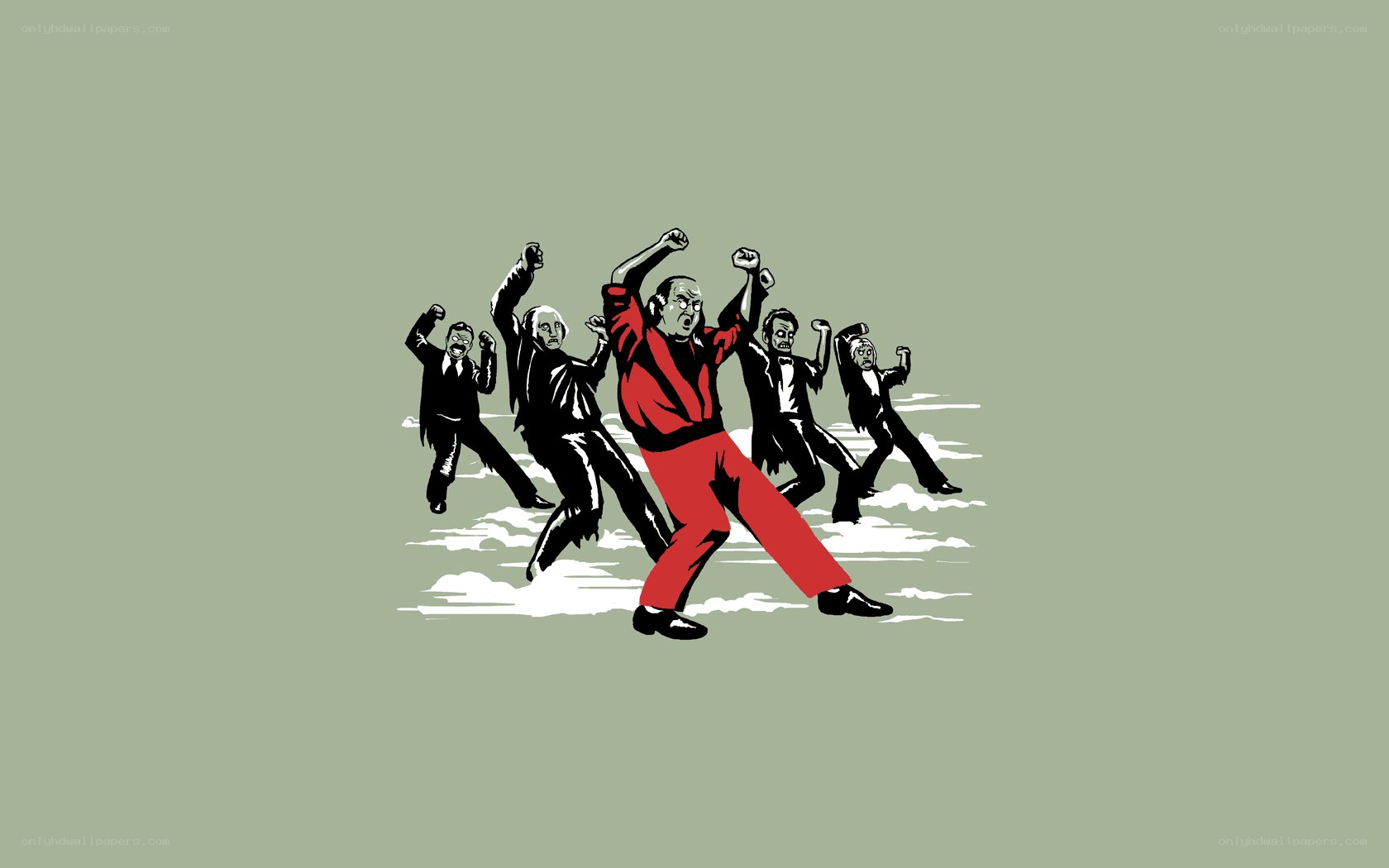 dancing men in red and black