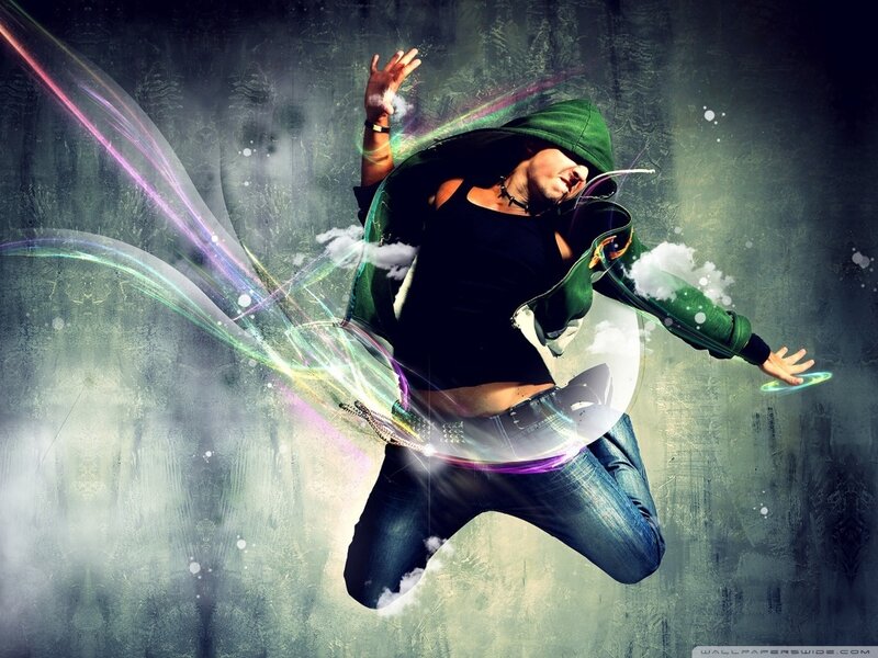 Dancing Person in Green Hoodie — Dynamic