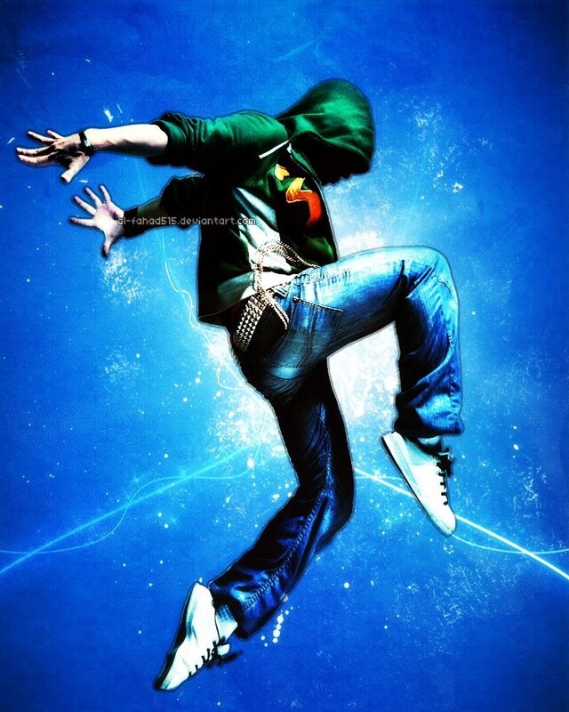 dancing person in green hoodie