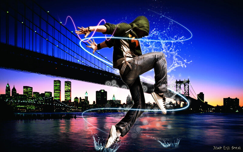 Dancing Person in Hoodie — Blue
