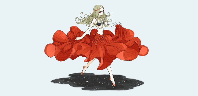 dancing woman in red dress