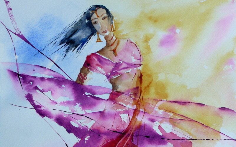 dancing woman in watercolor