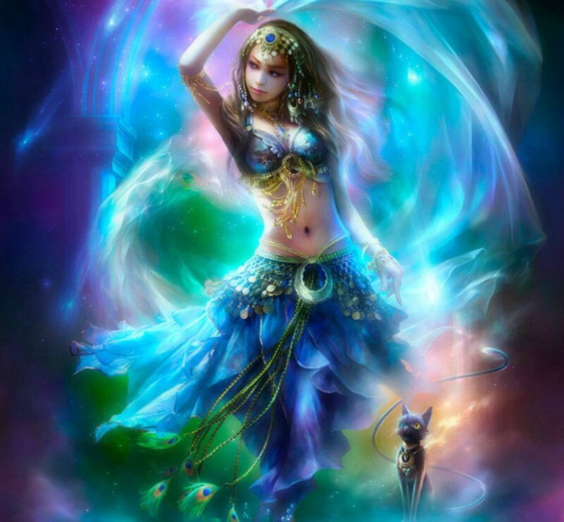 Dancing Woman with Cat