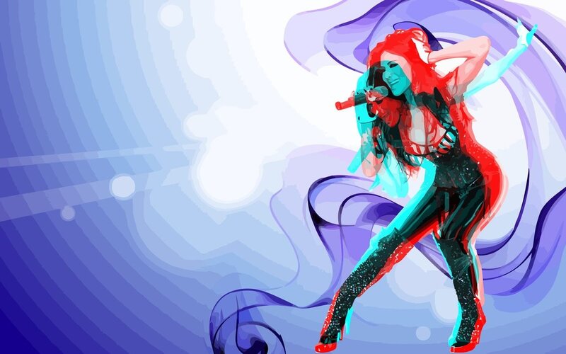 dancing woman with red hair