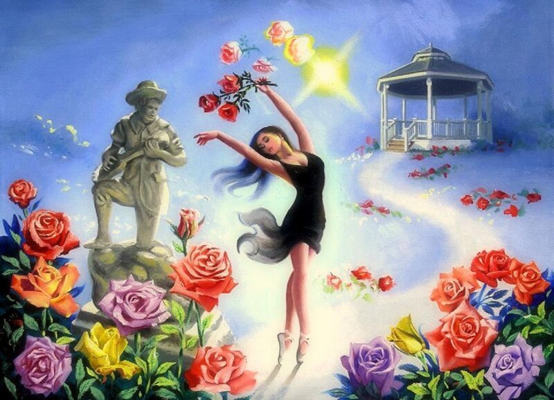 Dancing Woman with Roses
