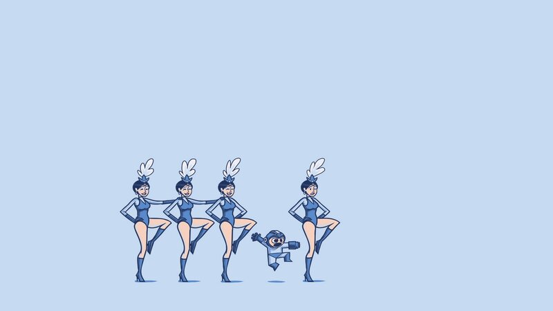 Dancing Women and Robot — Blue