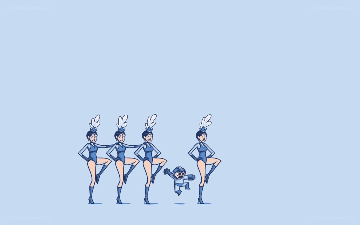 dancing women and robot