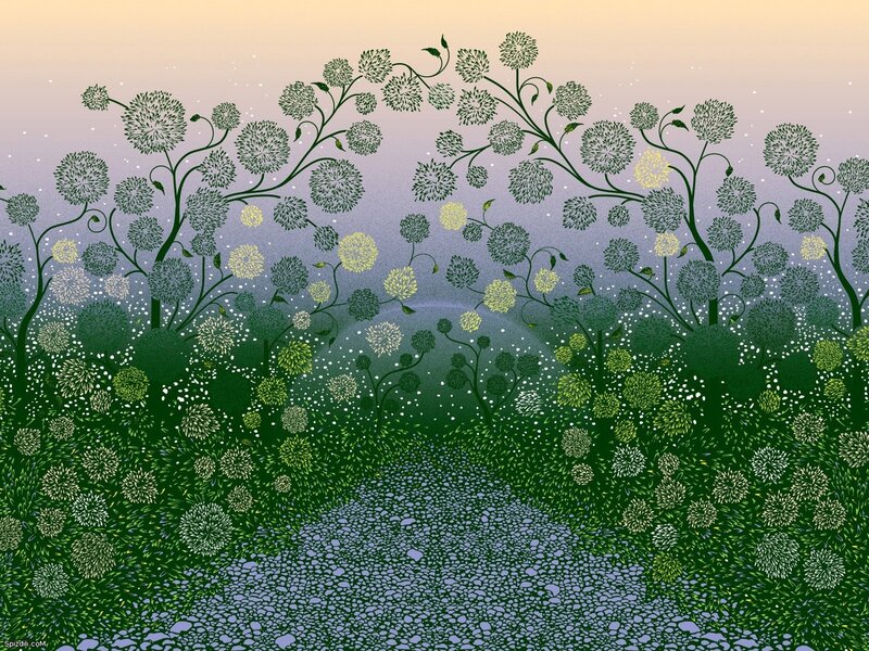 Dandelion Field at Dusk — Green